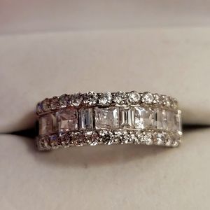 Solid 14k White gold CZ Cluster ring